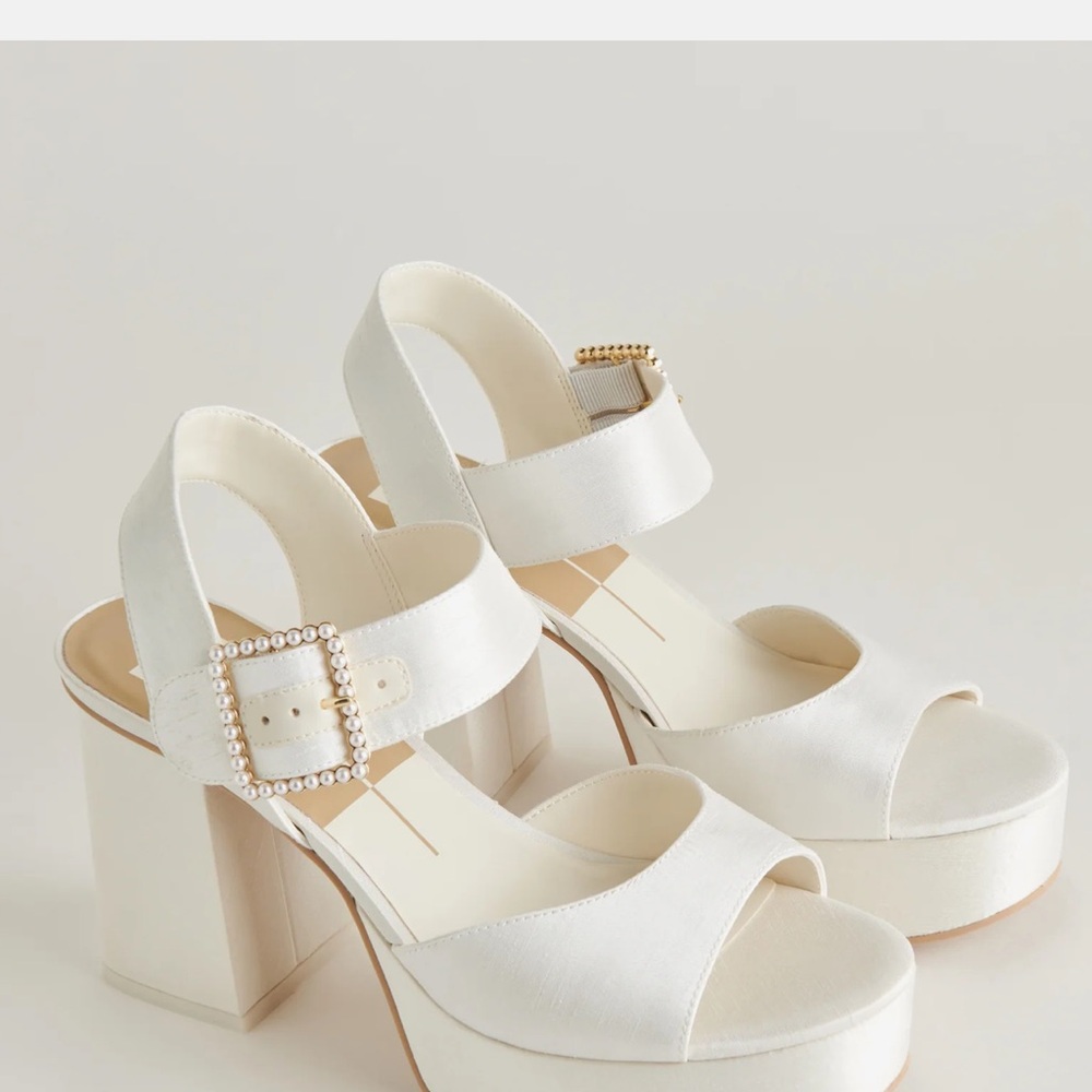 Dolce Vita White Platform Sandals with Chunky Heel